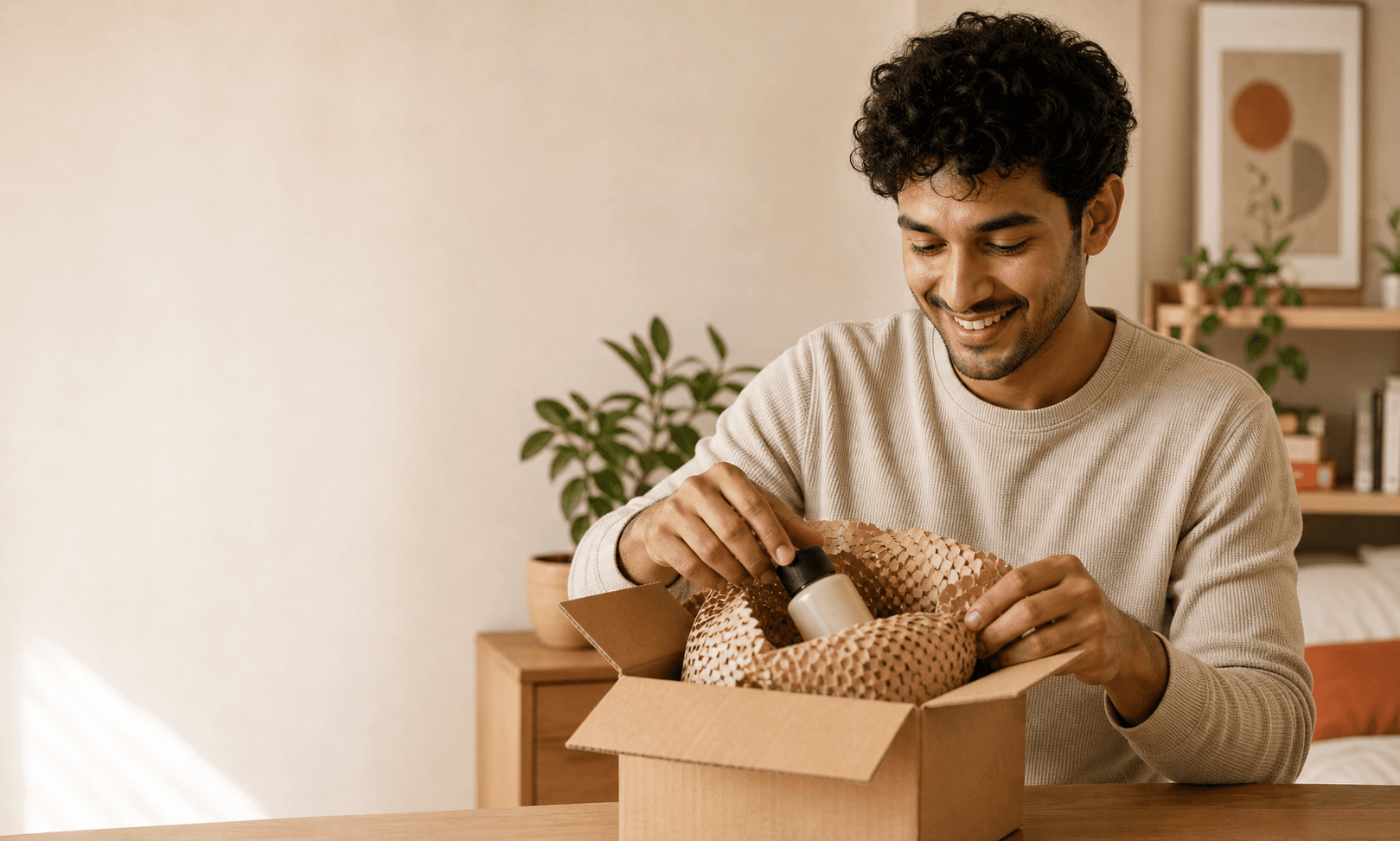Creator unboxing a D2C package
